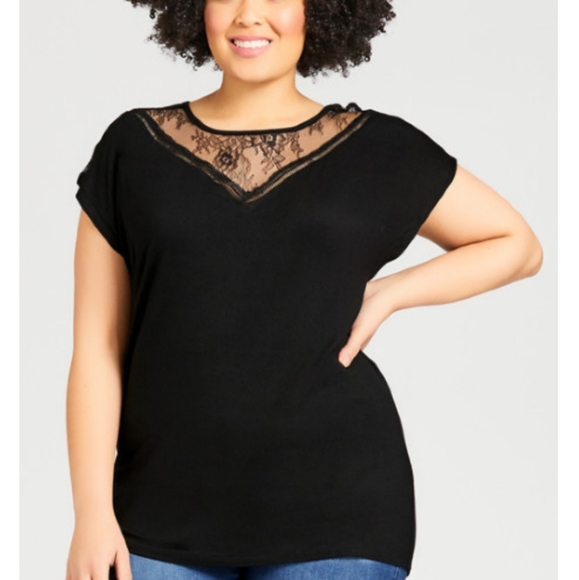Avenue Black Lace Top 26/28 - Picture 1 of 6